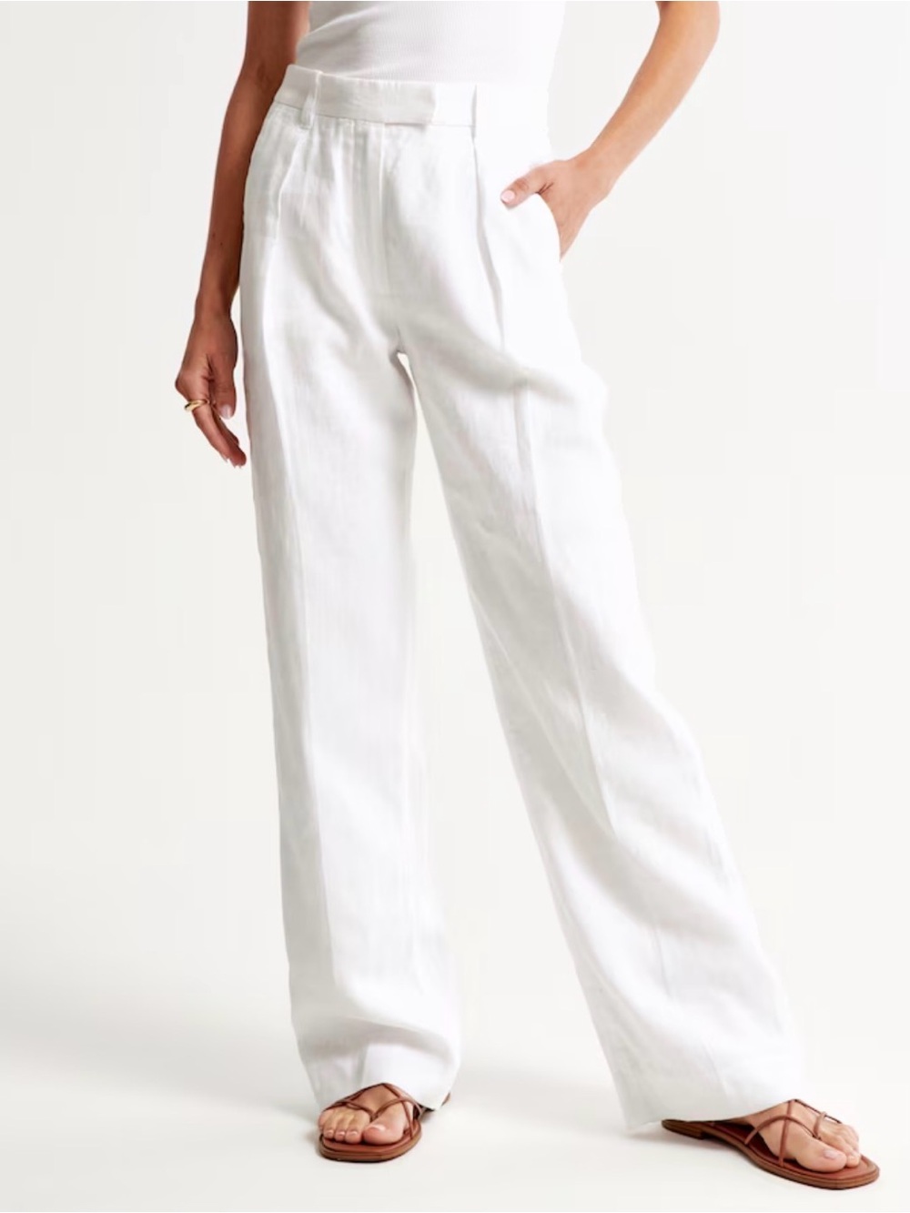 Abercrombie & Fitch A&F White Premium Linen Tailored Pant Pants 27